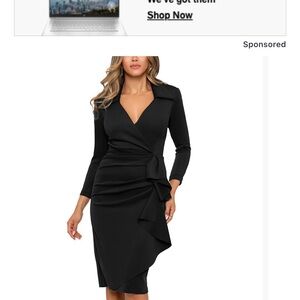 Xscape black crepe dress with ruching details